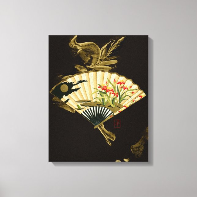 Toile Ventilateur oriental criblé au design floral (Recto)