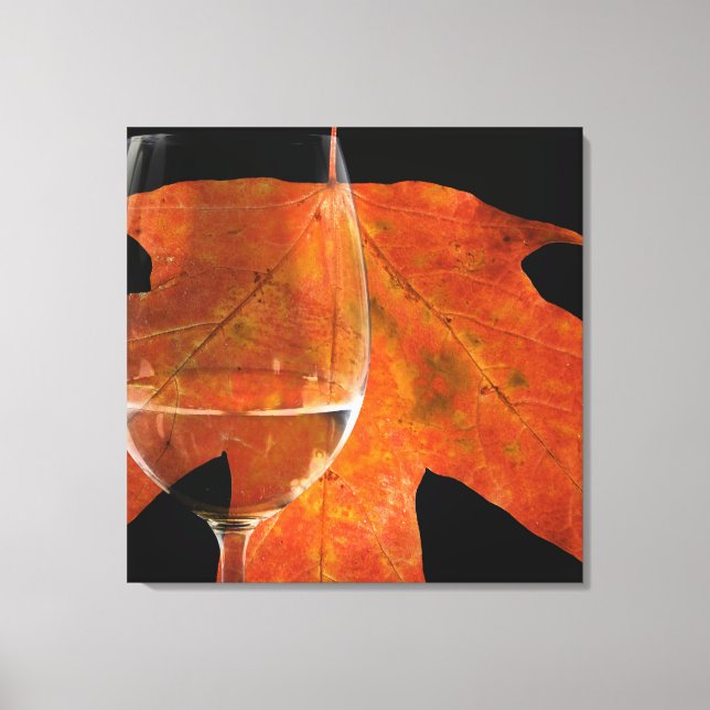 Toile Verre à vin et feuille d'automne (Recto)