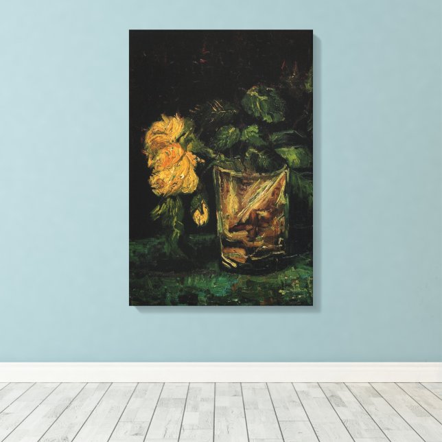 Toile Verre avec Roses par Vincent van Gogh (Insitu (Plancher de Bois))