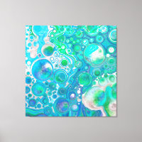 Verre de mer Bleu et Marbre vert Fluide Art