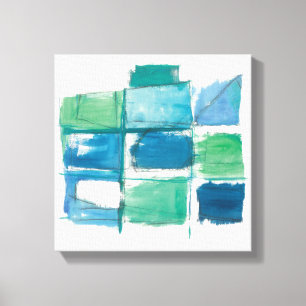 Toile Vert Abstrait Et Bleu Sur Blanc