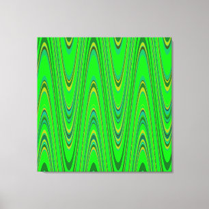 Toile Vert bleu Jaune moderne Motif de vague géométrique
