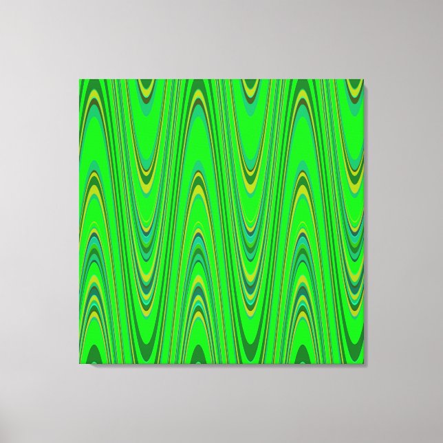 Toile Vert bleu Jaune moderne Motif de vague géométrique (Recto)