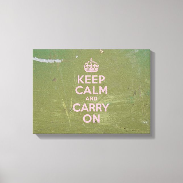 Toile Vert olive et rose Conserver le calme (Recto)