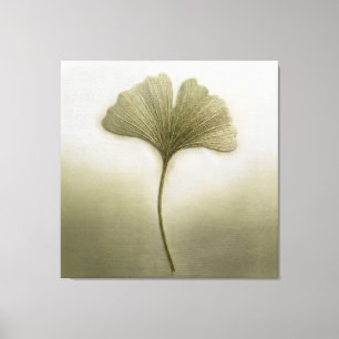 Toile Vert sauge feuille de ginkgo broderie texture bota
