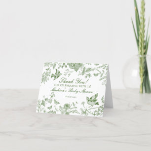 Toile Verte De Jouy Carte de remerciements Floral