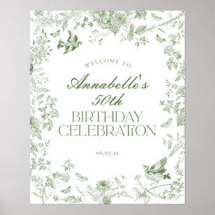 Toile verte Floral Affiche de bienvenue fête d'ann