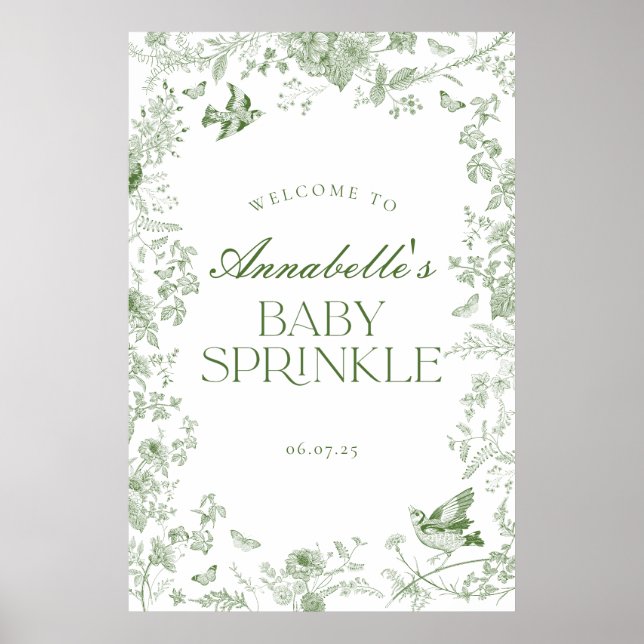 Toile verte Jouy Floral Baby Sprinkle Affiche de b (Devant)