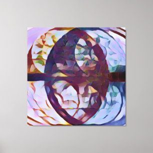Toile Vesica Piscis 369 Or & Lavande, Abstrait