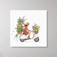 Vespa Scooter, une fille fleurie