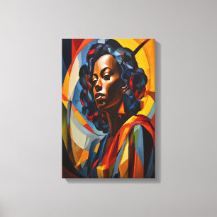 Toile Vibrant Cubiste Abstrait Portrait Art