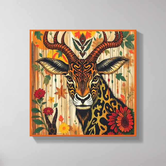 Toile Vibrant festif Kwanzaa Animaux sauvages déguisés (Recto)