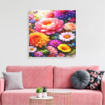 Vibrant Floral Symphony with Butterflies