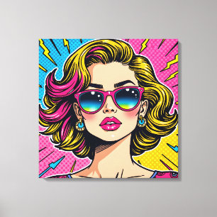 Toile Vibrant Glam Pop Art - Style rétro des années 80