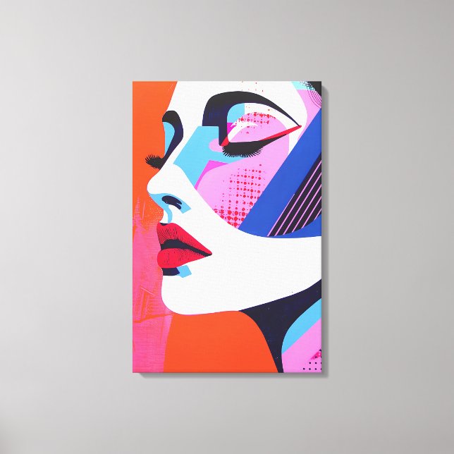 Toile Vibrant Pop Art femme Portrait Art numérique (Recto)