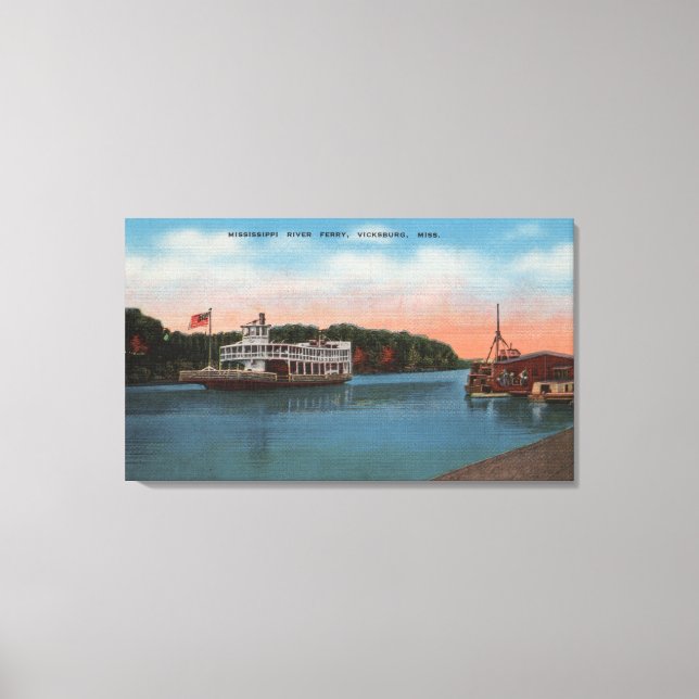 Toile Vicksburg, MS - Vue du ferry de la rivière Mississ (Recto)