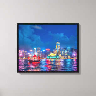 Toile Victoria Harbour et Hong Kong Skyline la nuit
