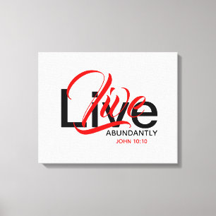 Toile Vie abondante John 10:10 VIVRE ABONDAMMENT Rouge