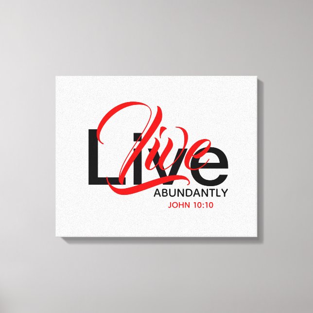 Toile Vie abondante John 10:10 VIVRE ABONDAMMENT Rouge (Recto)