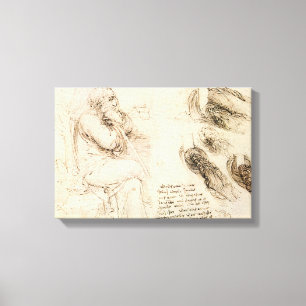 Toile Vieil Homme et Esquisse d'eau de Léonard de Vinci