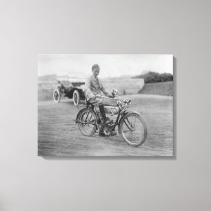 Toile Vieille moto avec le phare de lanterne