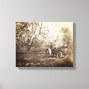 Toile Vieille photo d'antiquité de tracteur de ferme