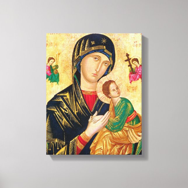 Toile Vierge byzantine Marie et icône enfant Noël (Recto)