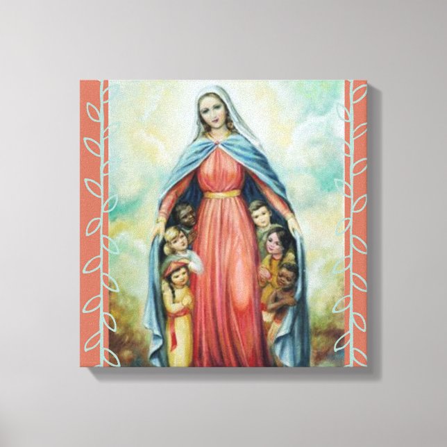 Toile Vierge catholique Marie avec enfants (Recto)