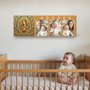 Toile Vierge Marie de Révérence Dorée - Photo de Bébé AD