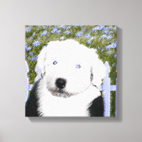 Vieux anglais Sheepdog Puppy Peinture - Chien Art