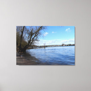 Toile Vieux arbre sur la rive du fleuve près de Nierstei