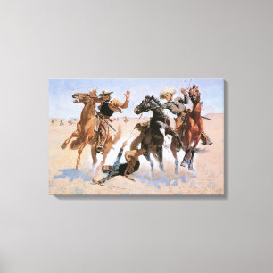 Toile Vieux Cowboys, aidant un camarade par Remington