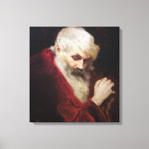 Toile Vieux homme en manteau rouge (Père Noël) (Noël)