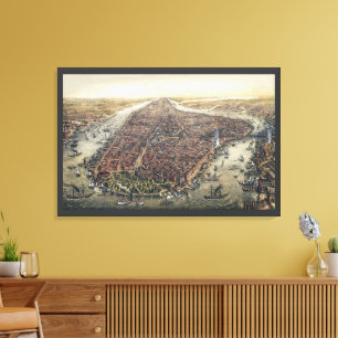 Toile Vieux New York City, Manhattan, pont de Brooklyn