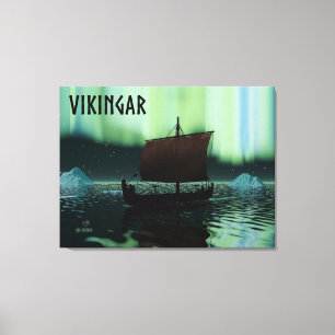 Toile Viking Navire Et Lumières Du Nord