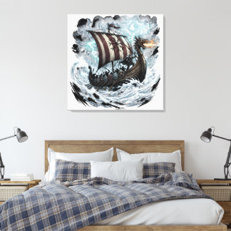 Toile Vikings sur bateau dragon