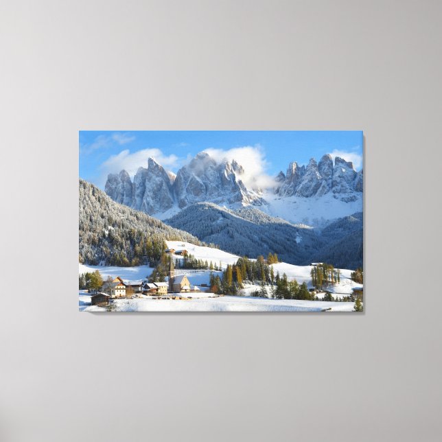 Toile Village des Dolomites en hiver (Recto)