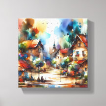village watercolor