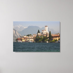 Toile Ville au bord du lac, Malcesine, province de Véron