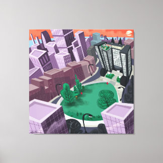 Toile Ville Au coucher Du Soleil