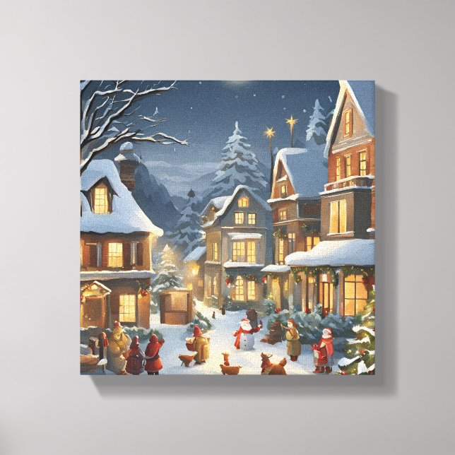 Toile Ville de Noël enneigée (Recto)