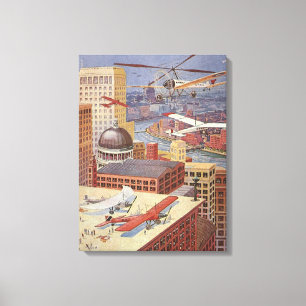 Toile Ville de science-fiction vintage, Steam Punk victo