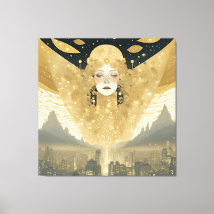 Toile Ville des Anges Femme en or