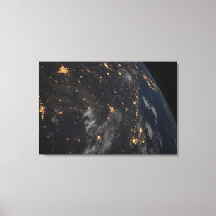 Toile Ville Lumière La Nuit Sur La Planète Terre