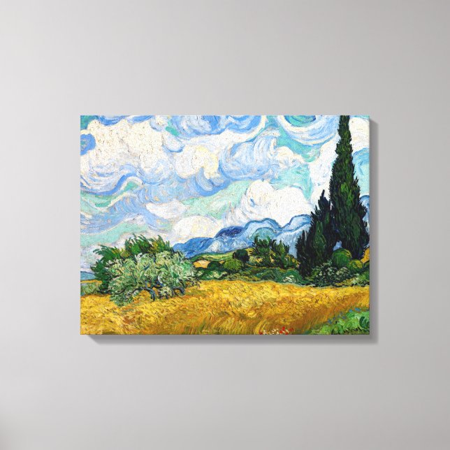 Toile Vincent Van Gogh - Champ de blé avec cyprès (Recto)