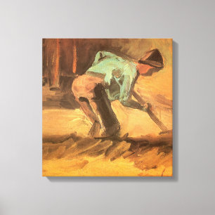 Toile Vincent van Gogh - Homme penché avec un bâton ou u