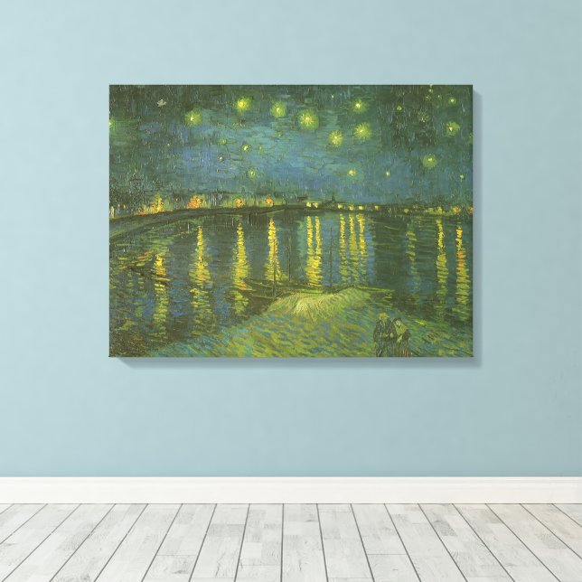 Toile Vincent van Gogh - Nuit étoilée sur le Rhône (Insitu (Plancher de Bois))