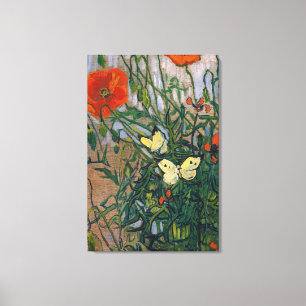Toile Vincent van Gogh - Papillons et Coquelicots