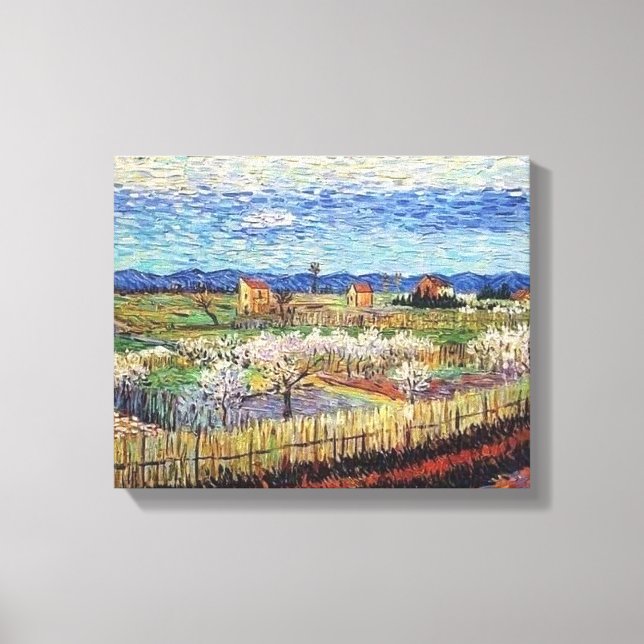 Toile Vincent Van Gogh - Pêcher les arbres en fleurs Art (Recto)