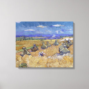 Toile Vincent van Gogh - Pile de blé avec faucheuse